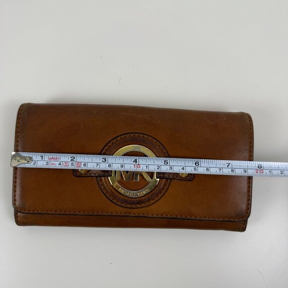 Michael Kors Brown Leather Wallet Classic Y2K Designer Minimalist - Picture 9 of 10